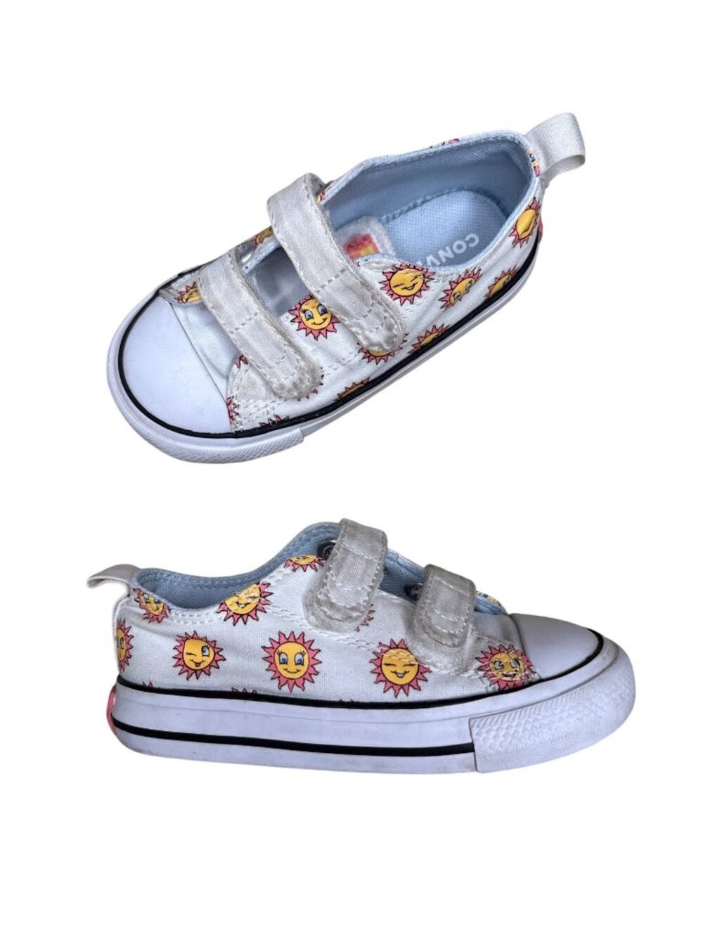 Child 7 Converse All Star Low Top Sun Print Velcro Unisex Sneakers